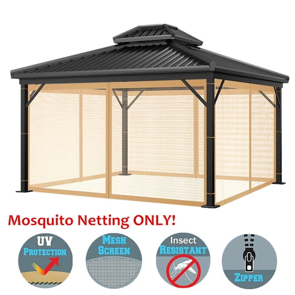 Canopy Insects Gazebo Universal Replacement Mosquito Netting,10' x 12' Outdoor Canopy ...