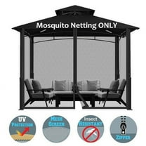 TOPCHANCES Gazebo Universal Replacement Mosquito Netting - Outdoor Gazebo Canopy 4-Panel Screen Walls with Zipper for 10' x 10' Gazebo (Mosquito Net Only)