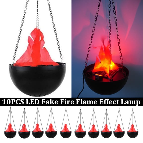 TOPCHANCES Halloween 3D LED Fake Fire Flame Light, Artificial Flickering Flame Lamp Campfire Effect Hanging Lamp for Christmas Festival Event Party Club Decoration (10 Pack)