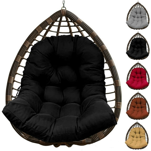 TOPCHANCES Hanging Chair Cushion, Patio Chair Cushions for Hanging Egg Chair, Removable Swing Chair Cushion, Garden Hanging Egg Chair Seat Pad (Does Not Include A Chair), Black