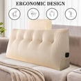 thumbnail image 1 of TOPCHANCES Headboard Reading Pillow with Pocket, Triangular Wedge Bedside Backrest Support Cushion with Detachable Neck Roll Pillow, Beige, 39x8x20 Inches, 1 of 9
