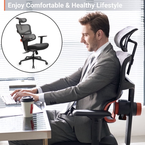 TOPCHANCES High Back Office Chair, Ergonomic Desk Chair with Armrest and Adjustable Lumbar Support, Black