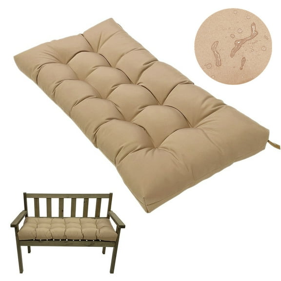 TOPCHANCES Indoor Outdoor Bench Cushion Water Resistant Wicker Sofa Swing Cushion, Garden Furniture Loveseat Lounger Seat Pad (51 x 19.6 inch, Khaki)