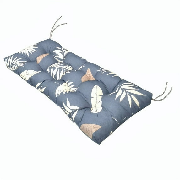 TOPCHANCES Indoor Outdoor Bench Cushion Water Resistant Wicker Sofa Swing Cushion, Garden Furniture Loveseat Lounger Seat Pad (51 x 19.6 inch, Leaf)
