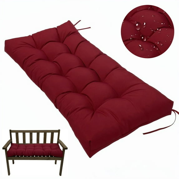 TOPCHANCES Indoor Outdoor Bench Cushion Water Resistant Wicker Sofa Swing Cushion, Garden Furniture Loveseat Lounger Seat Pad (51 x 19.6 inch, Red)