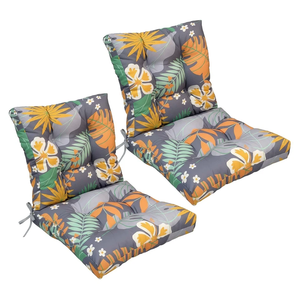TOPCHANCES Indoor/Outdoor Chair Cushions 42'' x 21'' x 3", Waterproof Tufted Thick Patio Wicker Chair Seat Cushion Rocking Chair Cushion (Autumn, Set of 2)