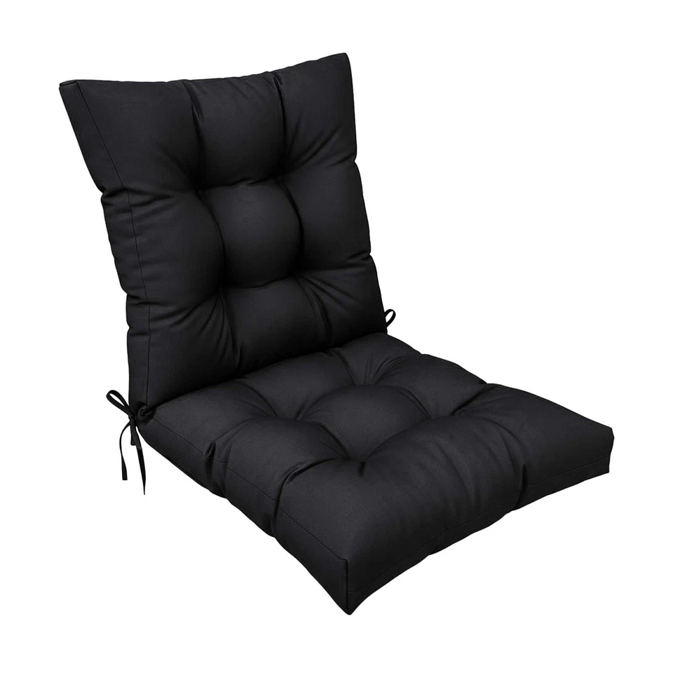 TOPCHANCES Indoor/Outdoor Chair Cushions 42'' x 21'' x 3", Waterproof Tufted Thick Patio Wicker Chair Seat Cushion Rocking Chair Cushion (Black, Set of 1)