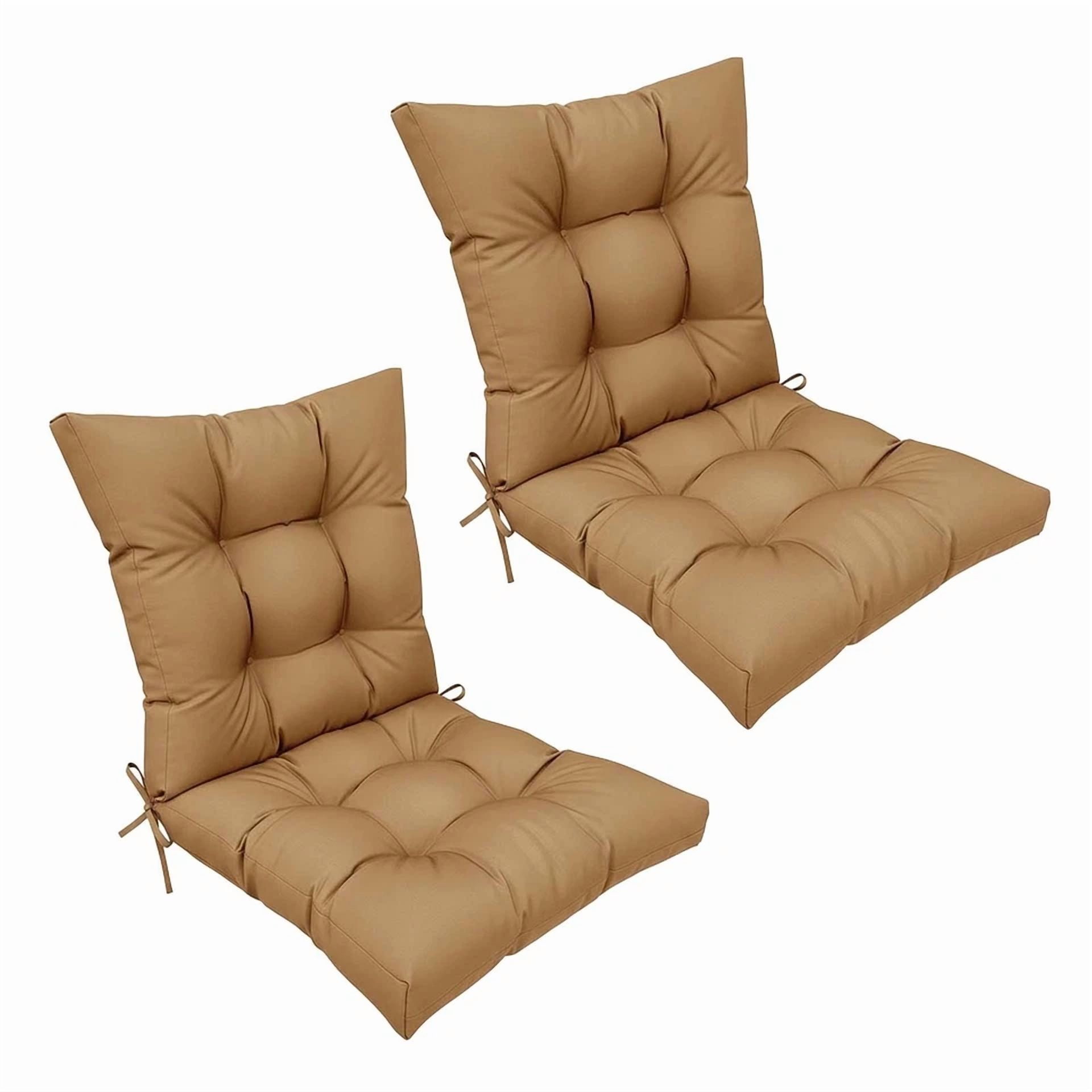 TOPCHANCES Indoor/Outdoor Chair Cushions 42'' x 21'' x 3", Waterproof Tufted Thick Patio Wicker Chair Seat Cushion Rocking Chair Cushion (Brown, Set of 2)