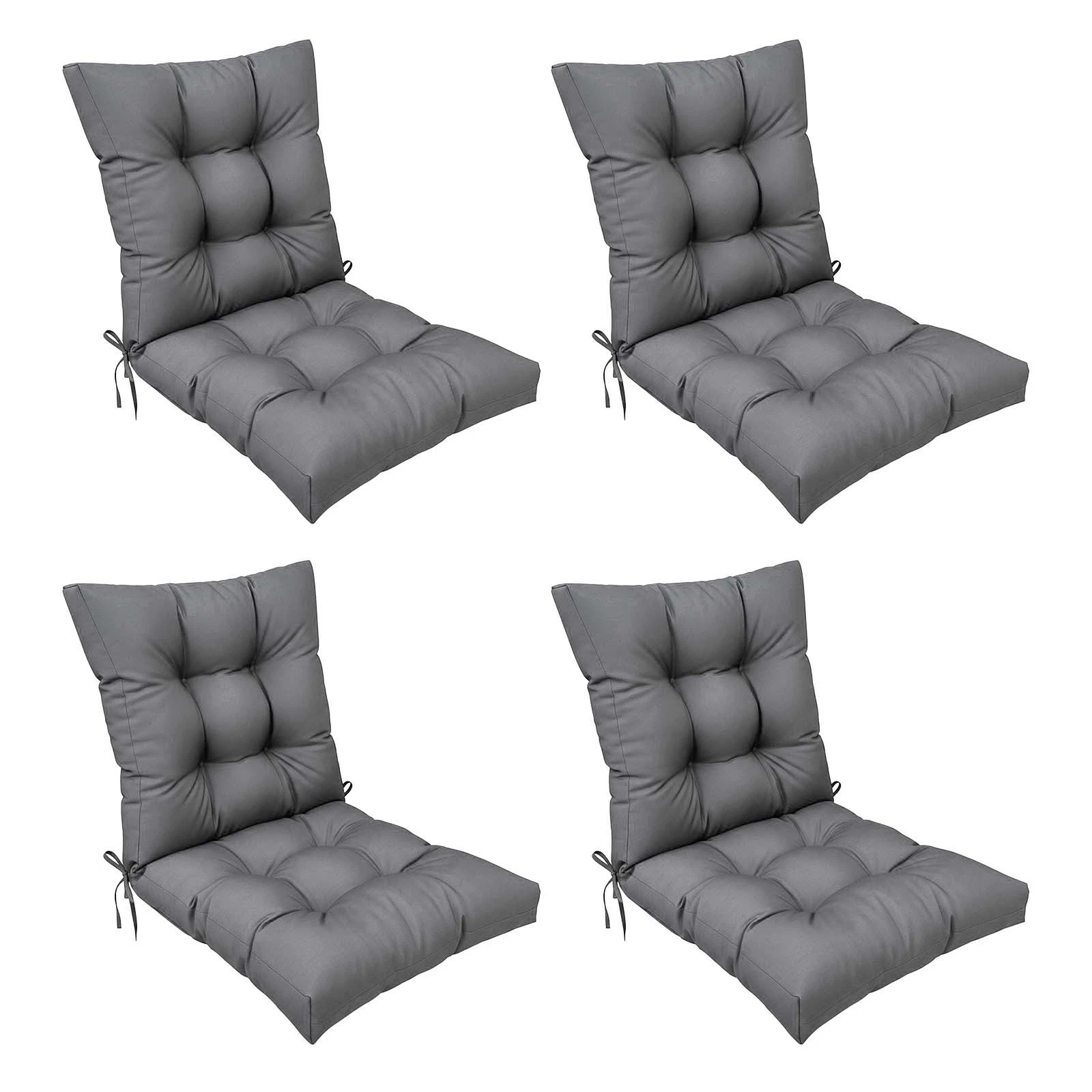 TOPCHANCES Indoor/Outdoor Chair Cushions 42'' x 21'' x 3", Waterproof Tufted Thick Patio Wicker Chair Seat Cushion Rocking Chair Cushion (Dark Gray, Set of 4)