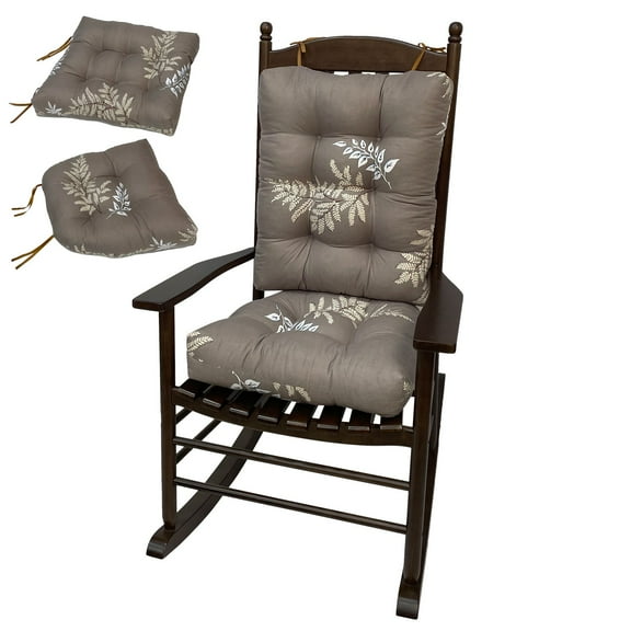TOPCHANCES Water-Resistant Comfortable, Rocking Chair Cushion Polyester Leaves Fiber Gray, 2 Pieces
