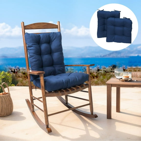 TOPCHANCES 2 Piece Rocking Chair Cushion Set with Non-Slip Ties, Swing Beach Cushion, Patio Chair Cushions, Seat Cushion + Back Cushion