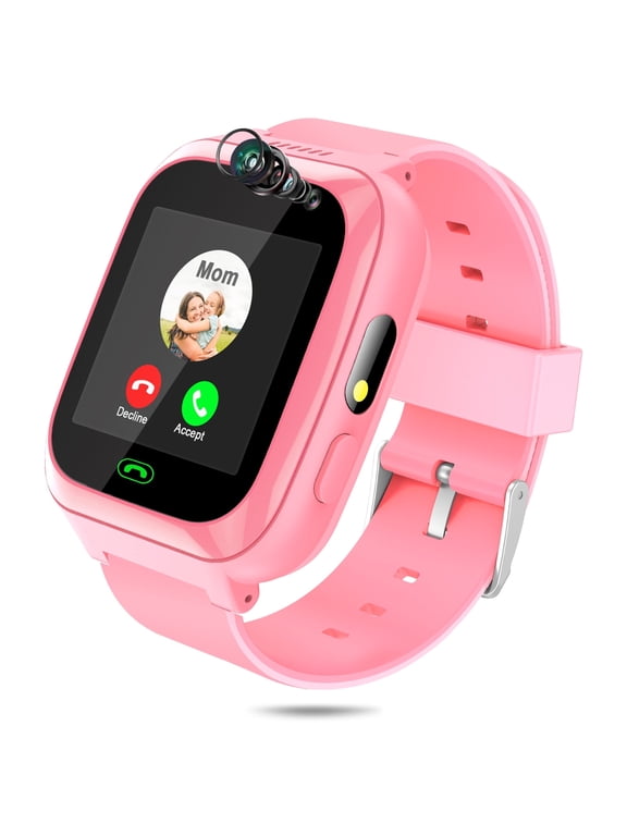 Kids Smart Watch for Boys Girls, Touch Screen Smartwatch with Call, 8 Games, Camera, Video, Calculator, Music Player (Pink)