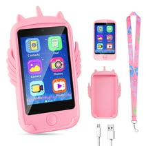 TOPCHANCES Kids Toys Phones, Toddlers Smart Cell Phone with 19 Educational Games, Camera, MP3 Music Player, Phone Calls, Xmas Birthday Gifts Electronic Learning Toy for Boys Girls Age 3-12 ( Pink )