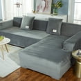 thumbnail image 1 of TOPCHANCES L Shape Couch Covers, Soft Velvet Sectional Sofa Cover, Stretch Furniture Protector Couch Slipcover for L Shape(3 Seater+4  Seater), Light Grey, 1 of 13
