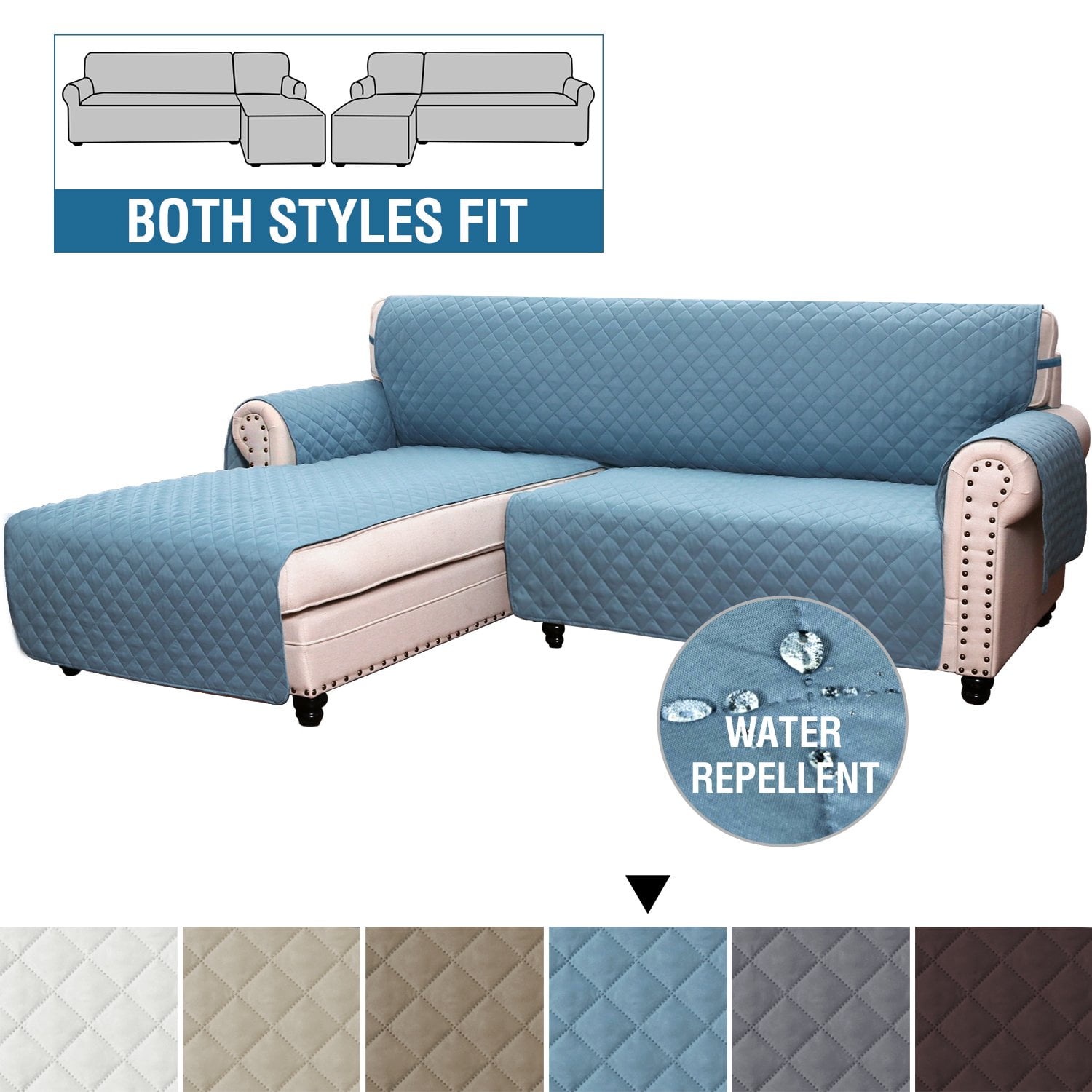 TOPCHANCES Washable L Shaped Sofa Cover, Reversible Waterproof ...