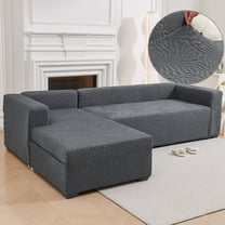 TOPCHANCES L Shape Sofa Cover, Sectional Couch Slipcover with 2pcs Pillowcases, Spandex Non Slip Furniture Protector for L-Shape 3 Seater 4 Seater Corner Couch (Gray)