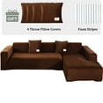 thumbnail image 1 of TOPCHANCES L Shape Sofa Covers Stretch 2 Piece Sectional Couch Slipcovers Furniture Protector  3+4 Seater, with 4pcs Pillowcases, Brown, 1 of 11