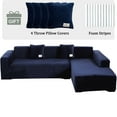 thumbnail image 1 of TOPCHANCES L Shape Sofa Covers Stretch 2 Piece Sectional Couch Slipcovers Furniture Protector  3+4 Seater, with 4pcs Pillowcases, Navy Blue, 1 of 11