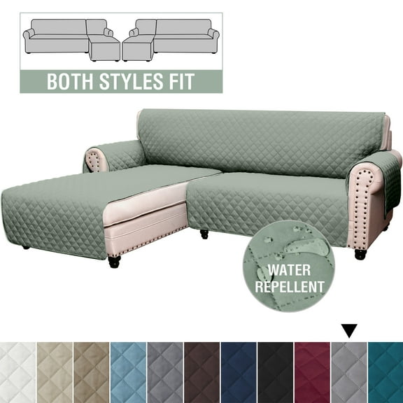 TOPCHANCES L-Shaped Sofa Cover, Sectional Couch Cover, Reversible Sofa Slipcovers, Suitable for 82 Inch Backrest Width Sofa, Grassy Green