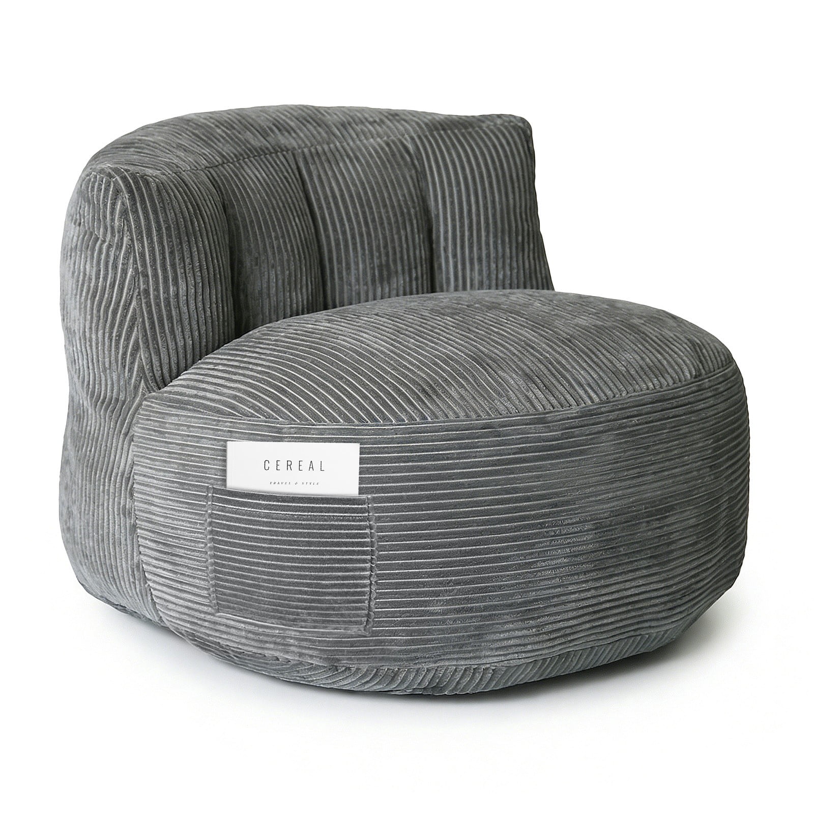 TOPCHANCES Large Bean Bag Chair for Adults, Crushed Foam Floor Chair with Storage Pocket & Carry Handle,  Indoor Lazy Lounger Sofa for Living Room Bedroom, Dark Gray