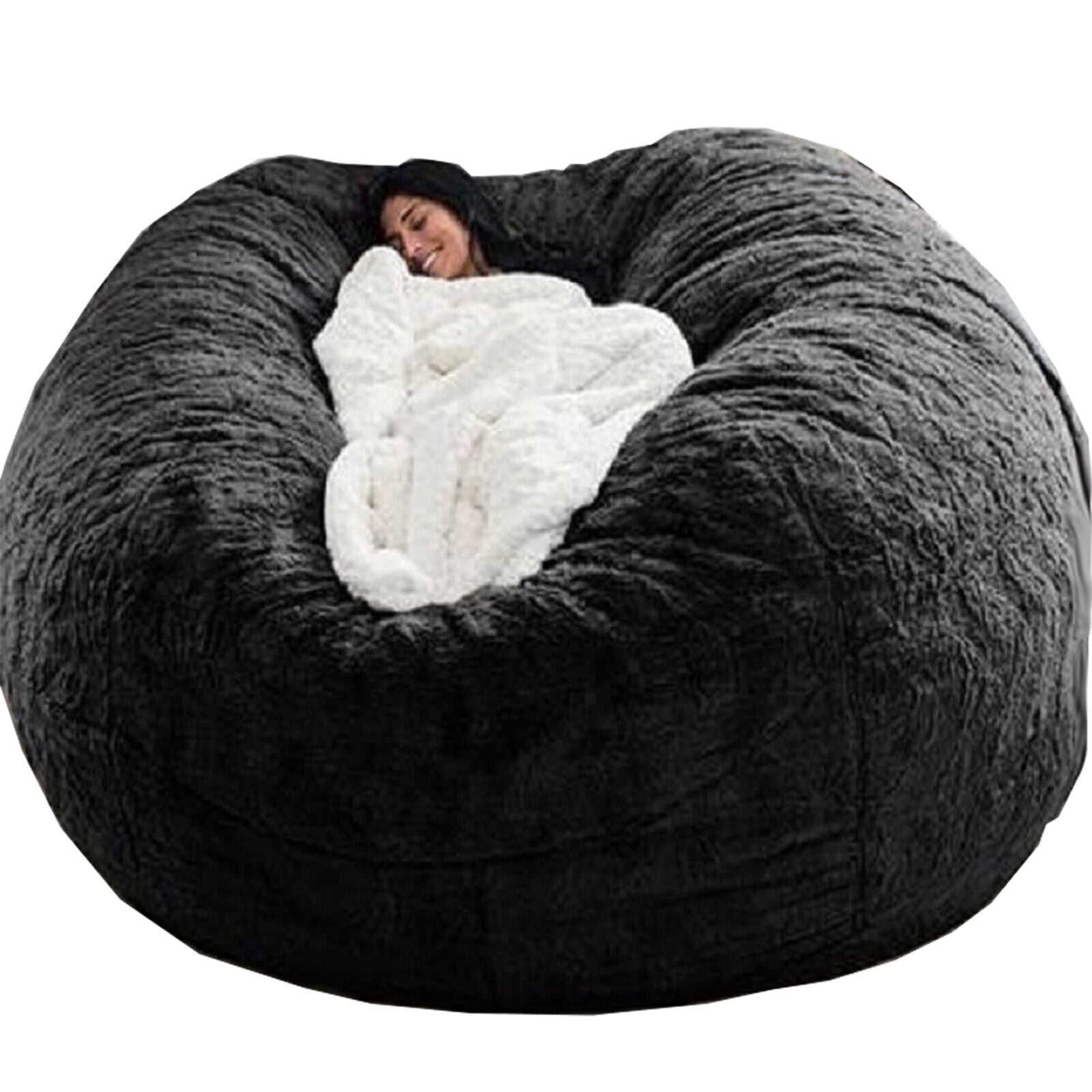 TOPCHANCES 5FT Large Sofa Sack, Soft Bean Bag Chair Cover, Lazy Lounger, No Fillers, Black