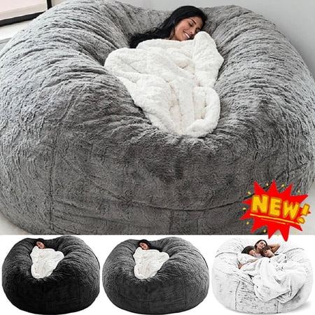 TOPCHANCES Large Sofa Sack, Ultra Soft Bean Bag Chair Cover for Living Room Lazy Lounger Chair (Stuffing Not Included), White, 5 x 2.5 ft