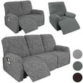 thumbnail image 1 of TOPCHANCES Loveseat Recliner Covers, 6 Pieces Stretch Jacquard Fabric Loveseat Slipcover, Non-slip Couch Protector, Friendly to Pets (Black Gray, For 2-seater Sofa), 1 of 12