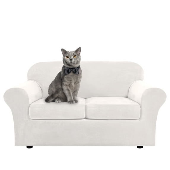 TOPCHANCES Modern Velvet Plush 3 Piece High Stretch Sofa Slipcover Sofa Cover Furniture Protector Form Fit Luxury Thick Velvet Sofa Cover for 2 Cushion Couch, Machine Washable