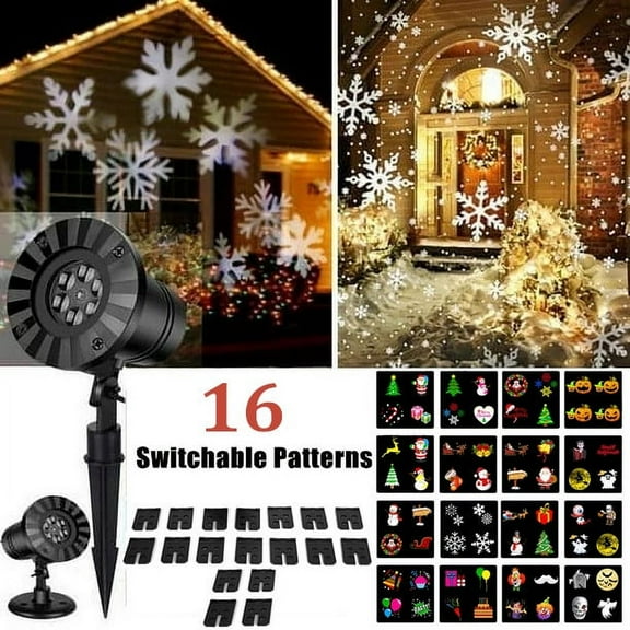 TOPCHANCES Multi-color Christmas LED Projector Lights, Snowflake Projector Lamp, 16 Switchable Patterns Landscape Spotlight Indoor Outdoor for Birthday Party Holiday Wedding Decor