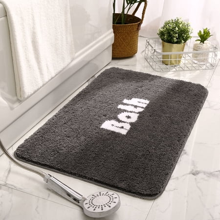 TOPCHANCES Non Slip Bath Mat, Ultra Soft Washable Bathroom Rugs, Water Absorbent Pedestal Mat ( 40x60cm, Gray )