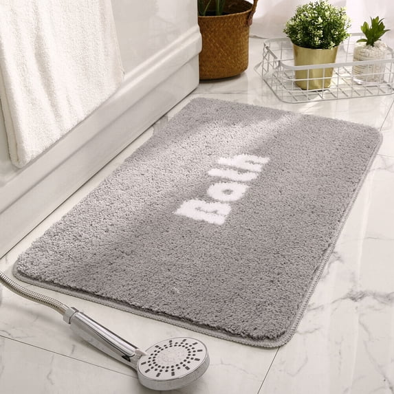 TOPCHANCES Non Slip Bath Mat, Ultra Soft Washable Bathroom Rugs, Water Absorbent Pedestal Mat ( 50x80cm, Light Gray )