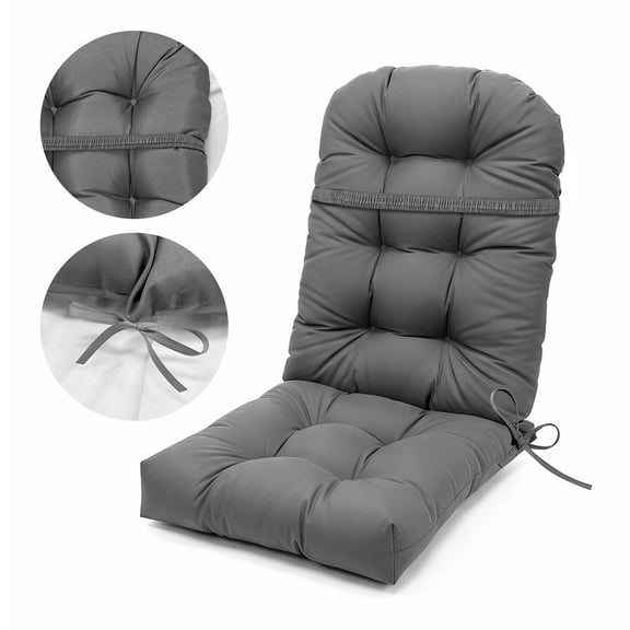 TOPCHANCES Outdoor Adirondack Chair Cushion with Ties, Water-Resistant Oxford Fabric High Back Rocking Chair Cushions (Dark Gray)