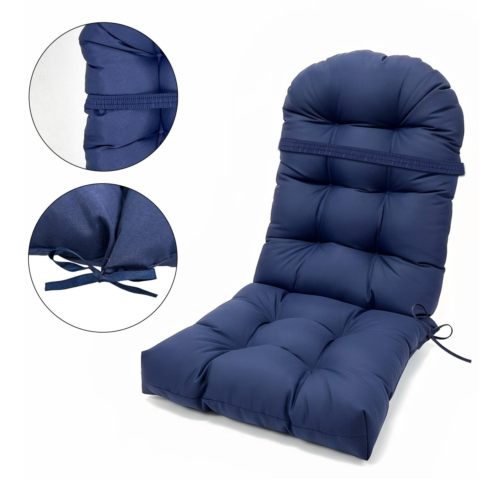 TOPCHANCES Outdoor Adirondack Chair Cushion with Ties, Water-Resistant Oxford Fabric High Back Rocking Chair Cushions (Navy Blue)