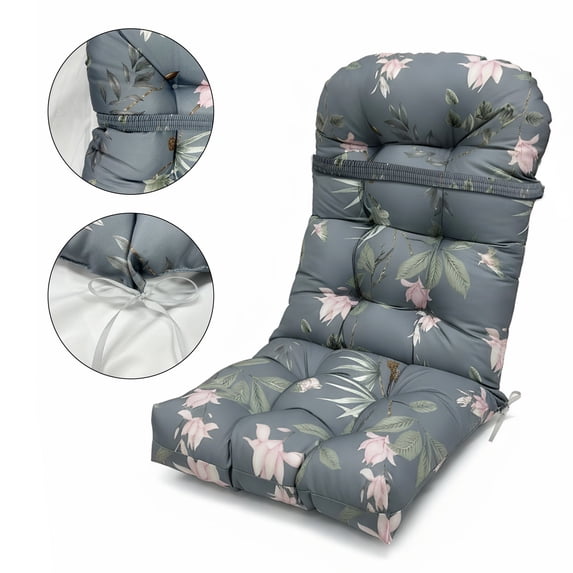 TOPCHANCES Outdoor Adirondack Chair Cushion with Ties, Water-Resistant Oxford Fabric High Back Rocking Chair Cushions (Pattern #B)
