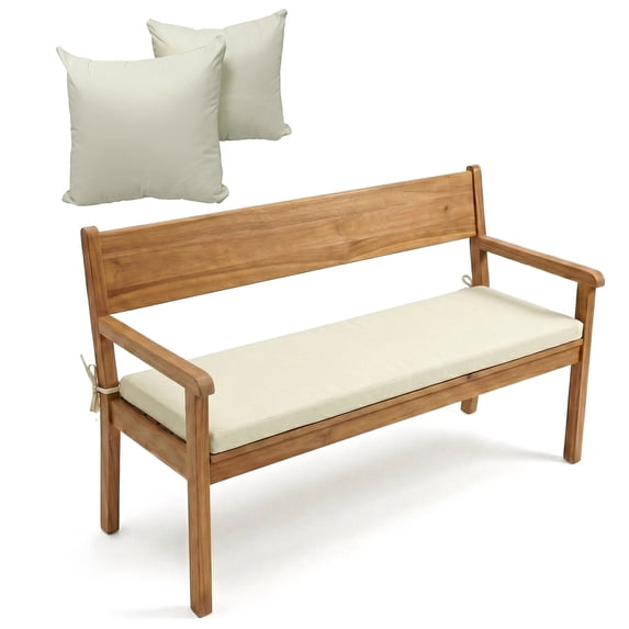 TOPCHANCES Outdoor Bench Cushion Waterproof 28D Foam Patio Bench Cushion with 2 Pillowcases, 152x50x8 cm Seat Pad for Garden Patio Balcony, Beige