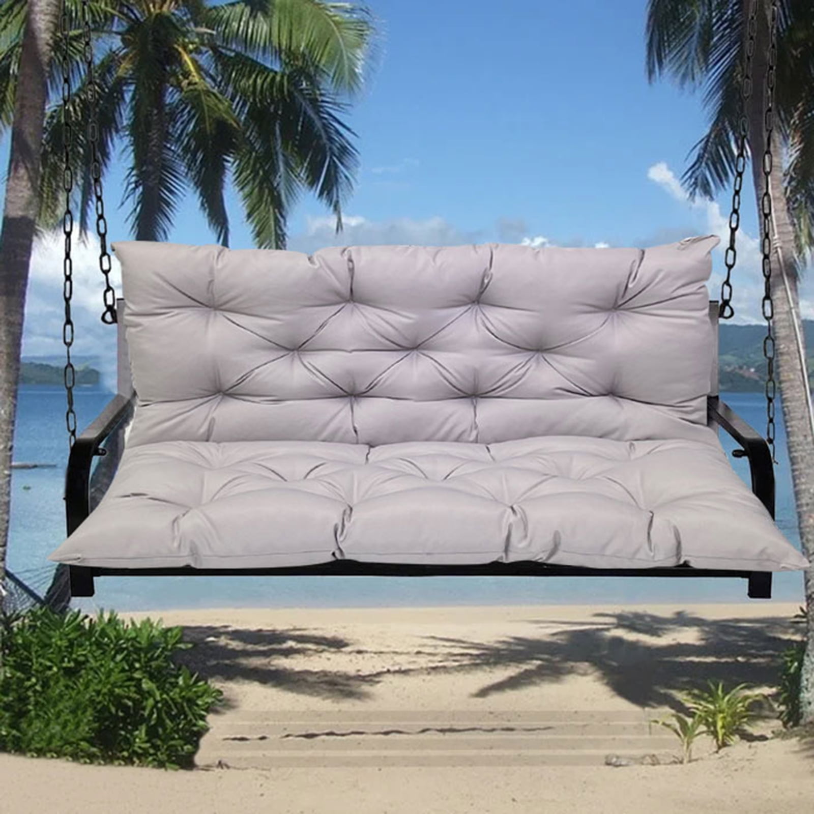 TOPCHANCES Outdoor Bench Cushion with Backrest and Ties Waterproof Swing Seat Pad 2 3 Seater Patio Bench Replacement Cushion 39 x 39 x 4