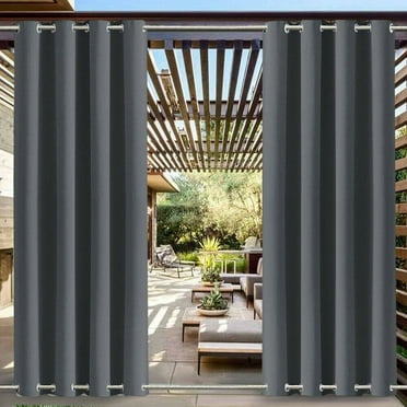 TOPCHANCES Patio Black Grommet Top & Bottom Blackout Outdoor Curtains, "52 x 84" Inches