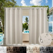 TOPCHANCES Outdoor Curtains Waterproof Windproof 3D Embossed Pattern Curtain for Patio, Porch, Pergola, Gazebo, Grommet Top and Tab Bottom Drape, 4 Panels, 52x108 inch, Creamy Beige
