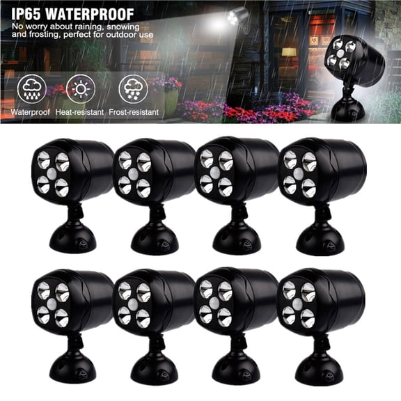 TOPCHANCES Outdoor Motion Sensor Light Battery Operated, Waterproof Ultra Bright 4LEDs Cordless Spot Lights with Adjustable Head for Garage Garden Yard Porch Patio (8 Packs)