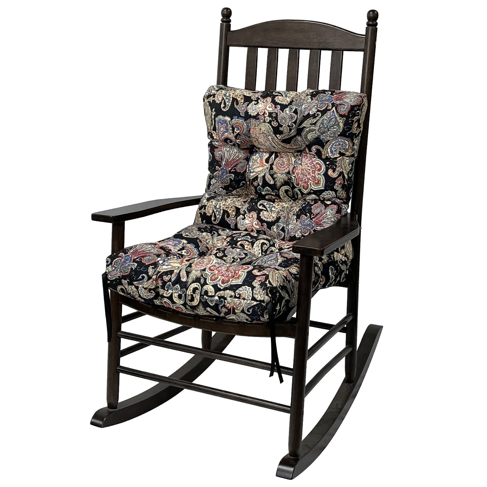 TOPCHANCES Outdoor Seat/Back Chair Cushion for Patio Garden Seat Pad, Spring/Summer Seasonal All Weather Replacement Cushions, Black Flowers