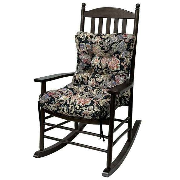 TOPCHANCES Outdoor Seat/Back Chair Cushion for Patio Garden Seat Pad, Spring/Summer Seasonal All Weather Replacement Cushions, Black Flowers