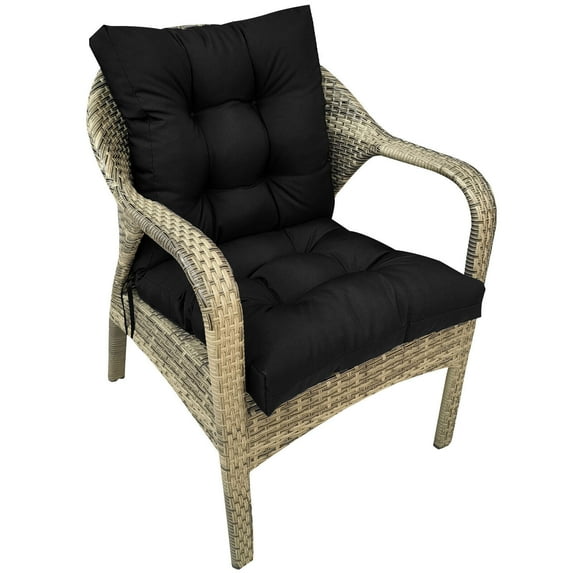 TOPCHANCES Outdoor Seat/Back Chair Cushion for Patio Garden Seat Pad, Spring/Summer Seasonal All Weather Replacement Cushions, Black