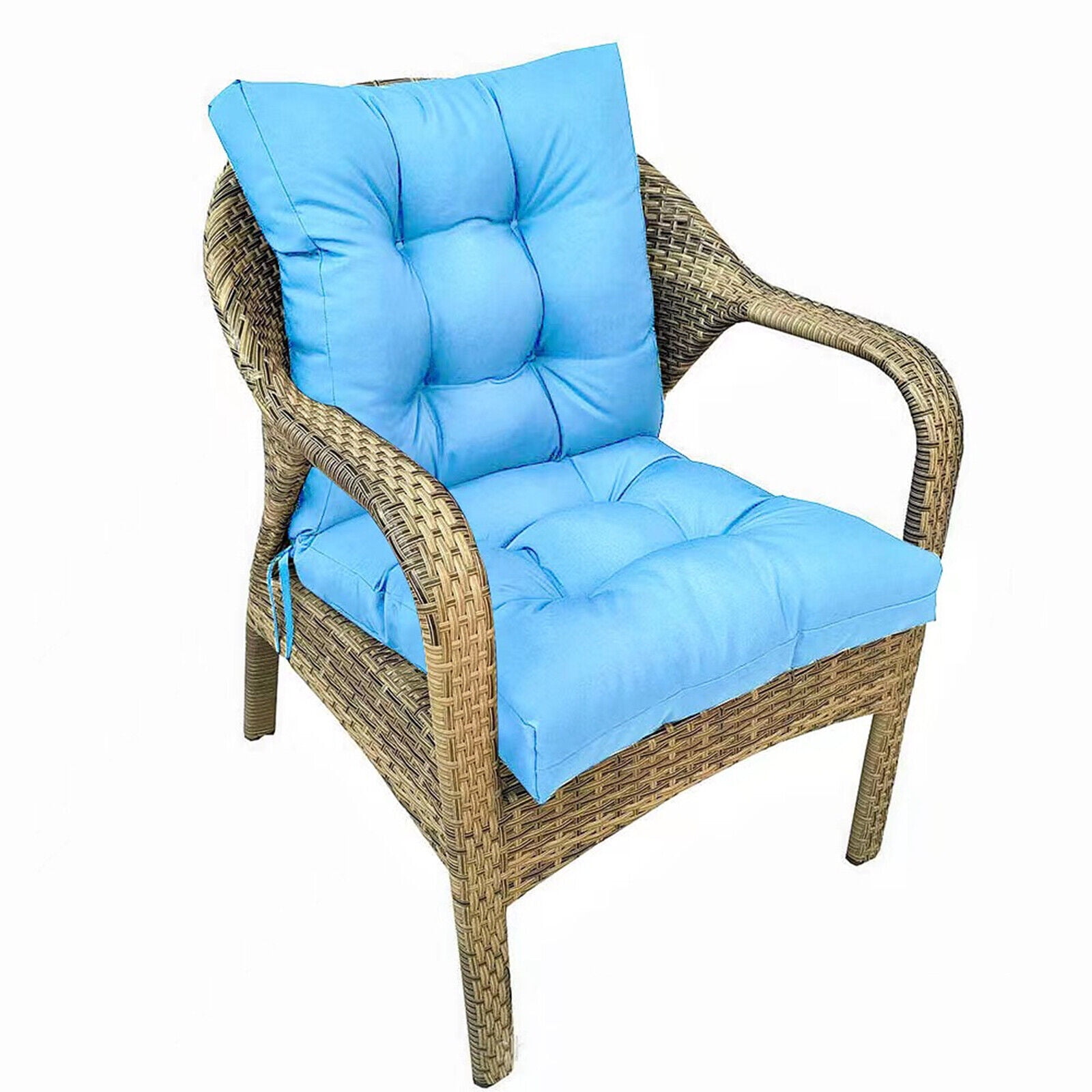 TOPCHANCES Outdoor Seat/Back Chair Cushion for Patio Garden Seat Pad, Spring/Summer Seasonal All Weather Replacement Cushions, Blue
