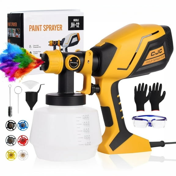 TOPCHANCES Paint Sprayer, 750W HVLP Electric Paint Sprayer with 1200ML Container, 6 Copper Nozzles, 3 Spray Modes for Painting Furniture, Ceiling, Fence, Cabinets, Walls