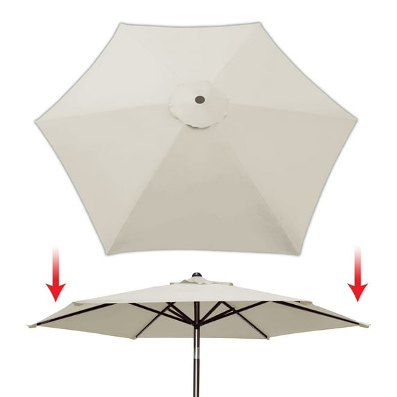 TOPCHANCES Patio Umbrella 6.5ft Replacement Canopy for 6 Ribs Outdoor Patio Umbrella Canopy Cover - Beige (CANOPY ONLY)