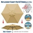 thumbnail image 1 of Topchances 6 Rib Khaki Patio Umbrella Canopies, Water-Resistant, 1 of 10