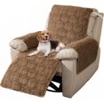 thumbnail image 1 of TOPCHANCES Plush Recliner Chair Cover, Faux Rabbit Fur 1-Seater Sofa Cover, Washable Armchair Protector with Adjustable Elastic Belt for 23 Inches Recliner (Brown), 1 of 11