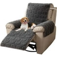 thumbnail image 1 of TOPCHANCES Plush Recliner Chair Cover, Faux Rabbit Fur 1-Seater Sofa Cover, Washable Armchair Protector with Adjustable Elastic Belt for 23 Inches Recliner (Gray), 1 of 10