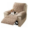 thumbnail image 1 of TOPCHANCES Plush Recliner Chair Cover, Faux Rabbit Fur 1-Seater Sofa Cover, Washable Armchair Protector with Adjustable Elastic Belt for 23 Inches Recliner (Khaki), 1 of 12