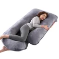 thumbnail image 1 of TOPCHANCES Pregnancy Pillow, J Shaped Full Body Soft Maternity Pillow with Removable Velvet Cover, 27*57inch, Dark Gray, 1 of 13